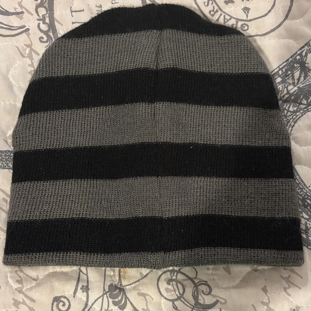 Black and Gray Striped Beanie